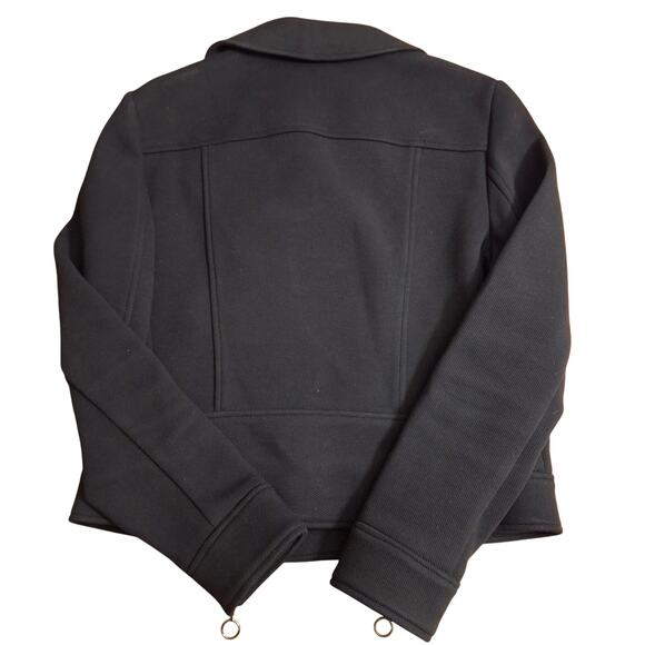 Ann Taylor Jacket Womens 10 Black Moto Biker Asymmetrical Zip Cotton Blend NWOT - Picture 8 of 8